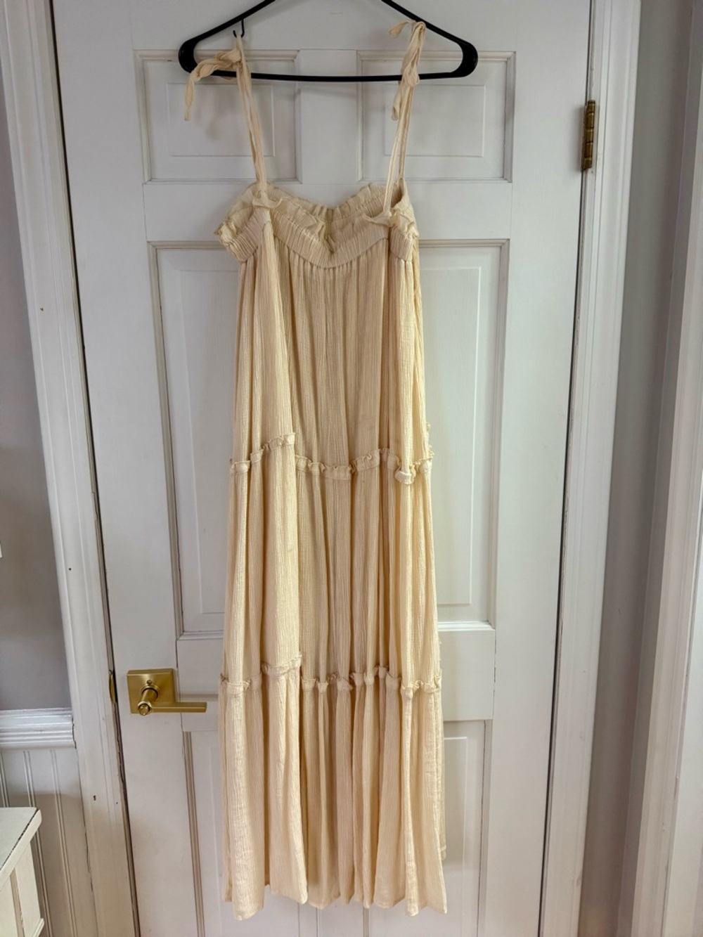 Luca + Grae Tiered Cream Maxi Dress with Tie Straps - Picture 3 of 3